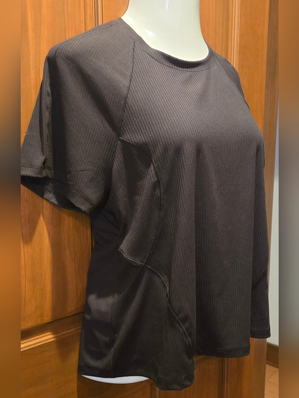 Spyder Black Ribbed Short-Sleeve Crew Tee